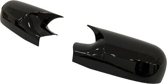 Set 2 Capace Oglindă Stil Batman Renault Megane II 2002-2009 Culoare Negru Pian Negru Lucios Instalare Ușoară Rezistent la UV Material Premium