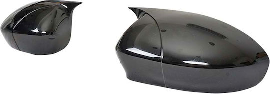 Set 2 Capace Oglindă Stil Batman Fiat 500 500x Punto Linea Culoare Negru Pian Negru Lucios Instalare Ușoară Rezistent la UV Material Premium