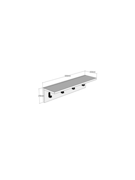 Asir Group Agățător De Perete Din Lemn Cu 4 Compartimente Maro 14.5x16.3x60cm