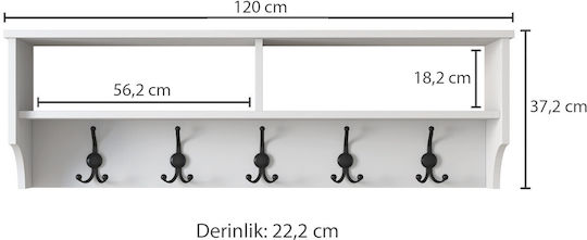 Asir Group Стенна окачалка 5 Слотове 120x22.2x37.2см 1бр