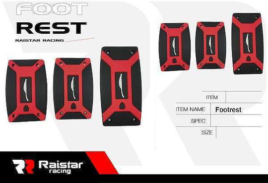 Raistar Car Pedal Set Non Slip Universal Red 3pcs