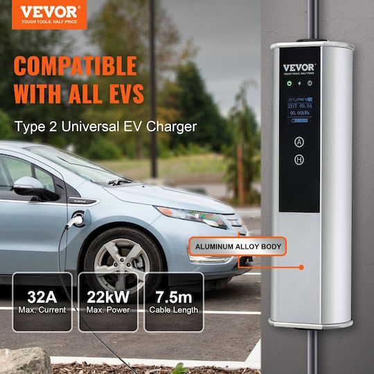 Vevor Electric Car Single Phase Charging Station Cable 7.5m Type 2 - Type 1 OGBXC22KWWIFIBZL1V2