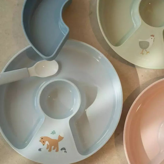 Little Dutch Feeding Set Mio Forest Friends made of Silicone Light Blue 3pcs