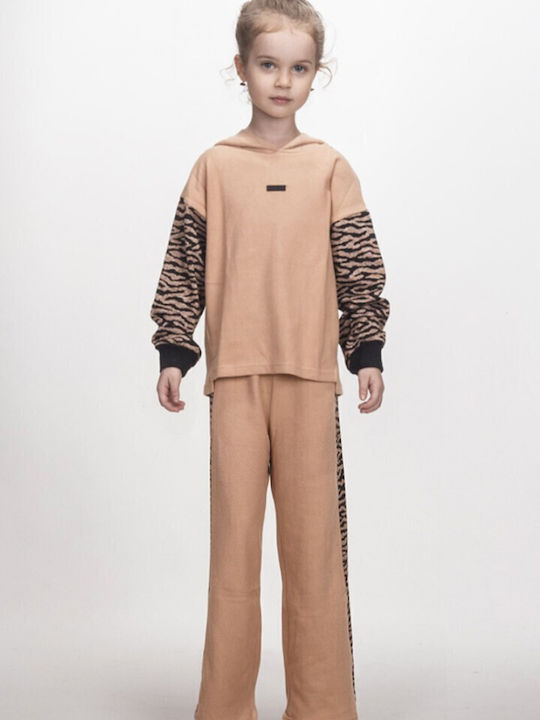 Kids' Set with Pants Winter 2pcs Beige Animal