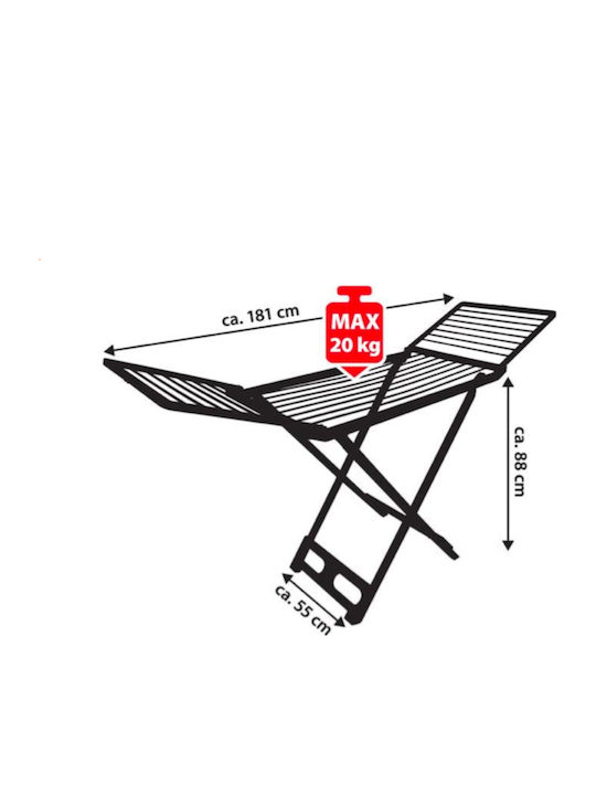 Plastic Folding Floor Clothes Drying Rack with Hanging Length 20m