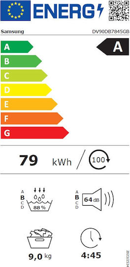 Samsung DV90DB7845GBU4 Uscător de rufe 9kg cu pompă de căldură