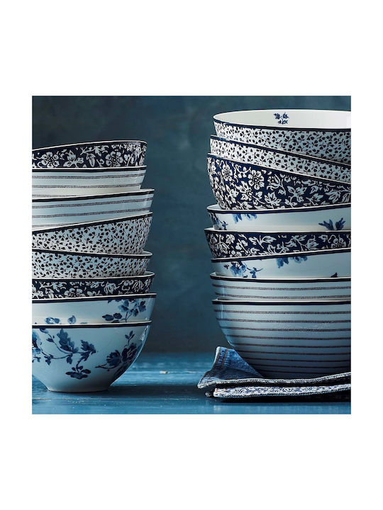 Laura Ashley Fine Bone China Cereal Serving Bowl Round made of Porcelain Sweet Alyssum Blueprint with Diameter 13cm
