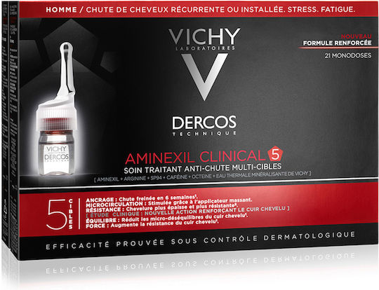 Vichy Dercos Aminexil Clinical 5 Hair Ampoules Against Hair Loss for Men 21x6ml
