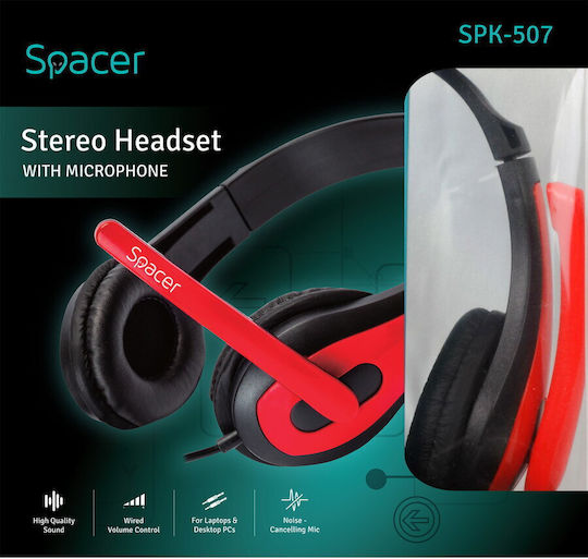 Spacer SPK-507 On Ear Gaming Headset cu conexiune 3,5mm Roșu