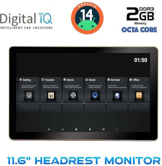 Digital IQ 11.6" Touch Screen Multimedia for Car Headrest with Bluetooth GPS