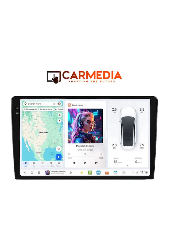 Carmedia Car Audio System for BMW X1 with Touch Screen 9.5 Inches Bluetooth USB AUX Wi-Fi GPS Apple CarPlay Android Auto CD