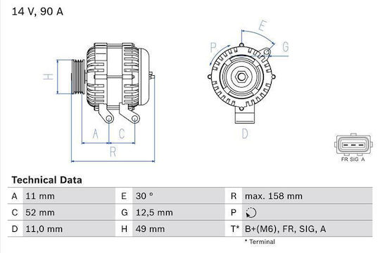 Automatic Alternator Gauss Mitsubishi Ford Fiesta-Fusion-Mazda Ga786-3894