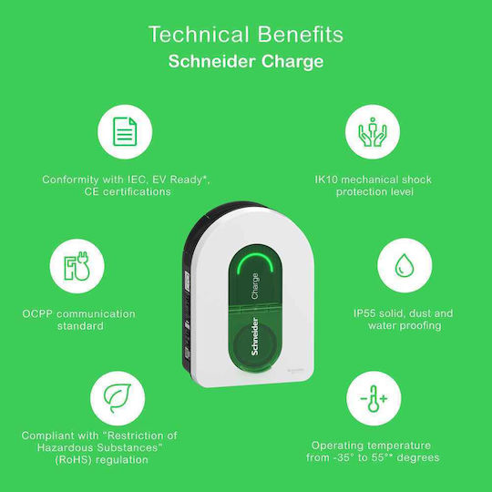 Schneider Electric Wall Mounted Three-Phase 22kW Charging Station Type 2 (EVH5A22N2S)