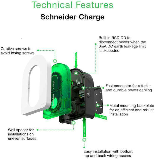 Schneider Electric Wall Mounted Three-Phase 22kW Charging Station Type 2 (EVH5A22N2S)