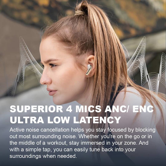Sonic Gear Dual Mode In ear Bluetooth хендсфри Слушалки с Устойчивост на Пот и Кутийка за Зареждане Platinum