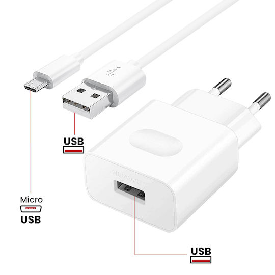 Huawei Handyladegerät und Kabel Micro-USB Weiß (HW-050100E2W)