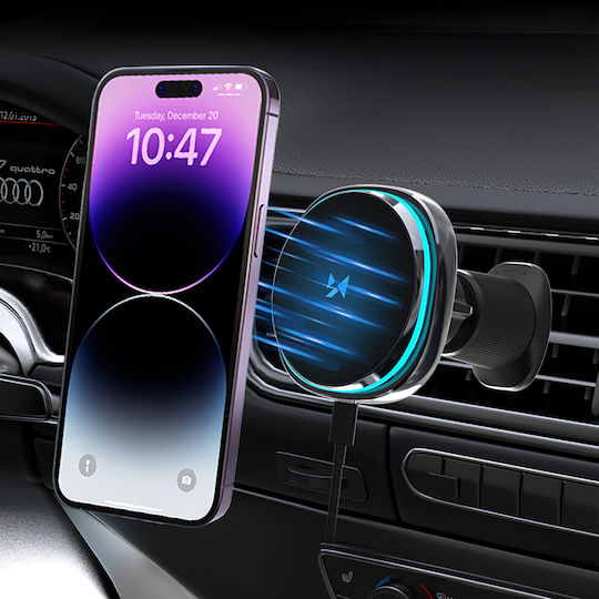 Wozinsky Car Mobile Mount with Adjustable Hooks and Wireless Charging Black