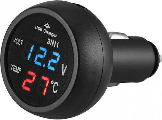 Car Lighter Voltmeter Digital Instrument 45mm Car Charger, Voltmeter & Car Thermometer AU-AC-5001