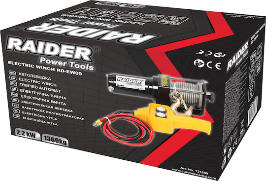 Raider Electric 4x4 Car Winch 12V with Towing Capacity 1360kg