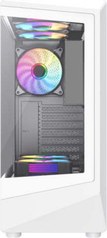 GameMax Vista COC AW Геймърско бюро Midi Tower Компютърна кутия със страничен прозорец и ARGB осветление Бял