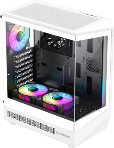 GameMax Vista COC AW Геймърско бюро Midi Tower Компютърна кутия със страничен прозорец и ARGB осветление Бял