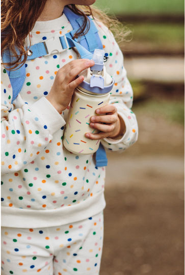 The Cotton Cloud Origami Kids Water Bottle Thermos Stainless Steel with Straw Non Spill Gray 420ml