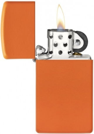 Zippo Slim Αντιανεμικός Αναπτήρας Φλόγας Orange Matte