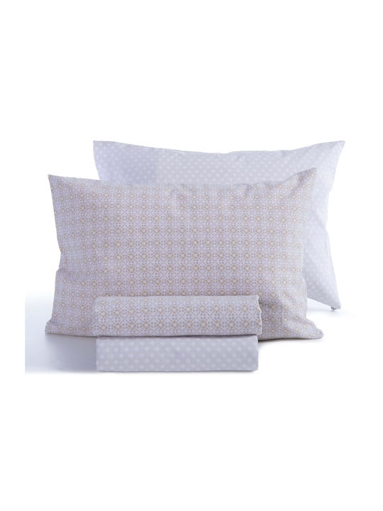 Nef-Nef Homeware Bettbezug-Set Baumwolle Einzelbett mit Kissenbezug 170x240 Module Grey