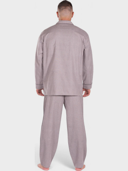Men's Classic Pyjama Buttons Pockets Gray Collection Cl26101-4-Gray