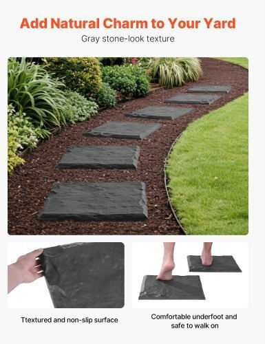 Vevor Decorative Stepping Stones 8 Pieces 15.5 X 15.5 In Lawn Walkway Pavers Gray