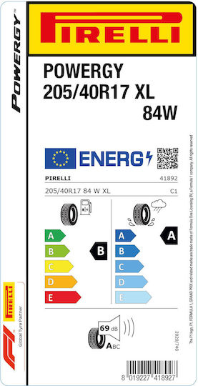 Pirelli Powergy 205/40R17 84W XL Θερινό Λάστιχο για Επιβατικό Αυτοκίνητο