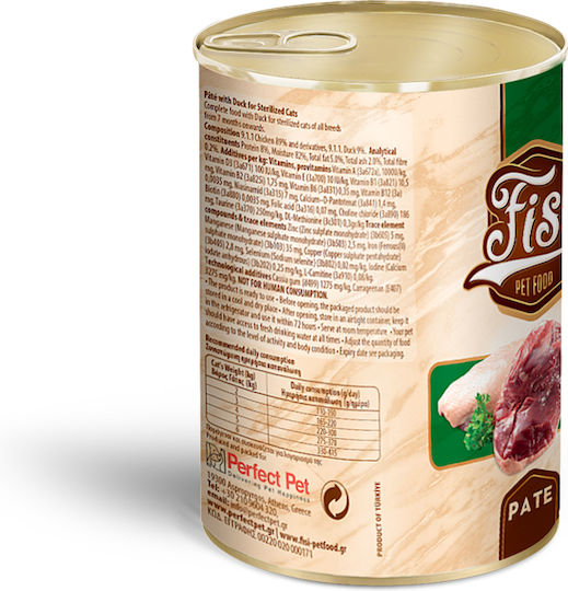 Fisi Nasses Katzenfutter Dose mit Ente und Huhn 400gr