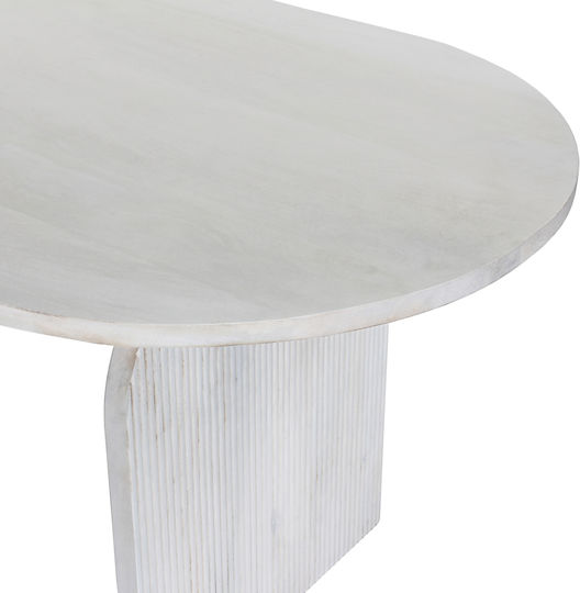 Mango Masă Ovală Pentru Sala De Mese Din Lemn Masiv Alb 180.5x90x76cm