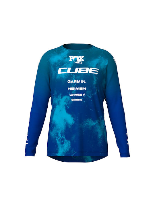 CUBE Lange Ärmel Radtrikot Blau