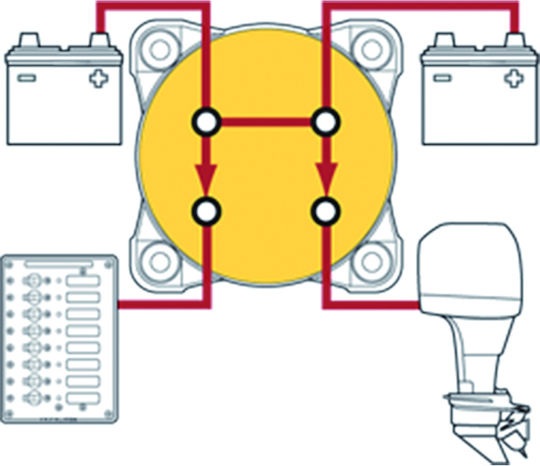 Eval Selector baterie barcă Comutator dublu pentru baterii cu circuit selectabil 350Amp