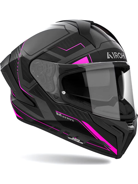 Airoh Matryx Rocket Pink Matt Motorradhelm Volles Gesicht ECE 22.06 1500gr mit Pinlock und Sonnenblende