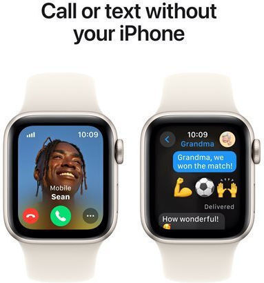 Apple Watch SE 2024 Aluminum 40mm Waterproof with Heart Rate Monitor Starlight with Starlight Sport Band S/M
