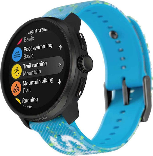 Suunto Race S Stainless Steel 45mm Waterproof Smartwatch with Heart Rate Monitor (Power Blue)