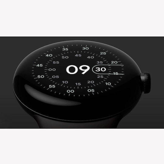 Google Pixel Watch Stainless Steel 41mm με Παλμογράφο (Matte Black case/Obsidian Active band)
