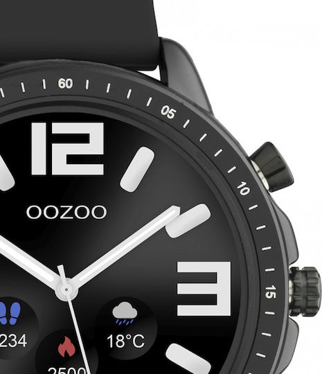 Oozoo Q00304 45mm Smartwatch με Παλμογράφο (Μαύρο)