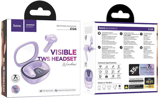 Hoco EQ6 In-ear Bluetooth Handsfree Căști cu Carcasă de Încărcare Violet