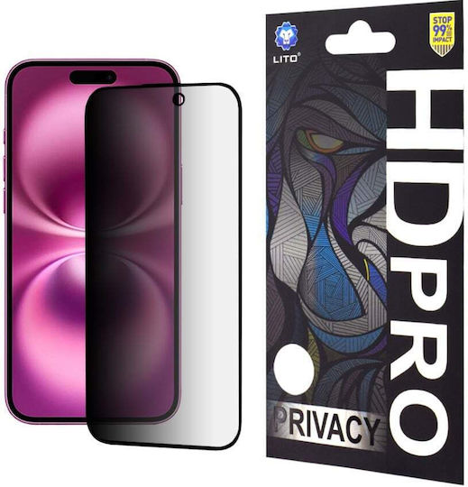 Lito Privatsphäre Displayschutzfolie Schwarz (iPhone 15 Plus / 16 Plus)