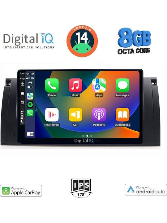 Digital IQ Car Audio System for BMW X5 1997-2005 (Bluetooth/USB/AUX/WiFi/GPS/Apple-Carplay/Android-Auto) with Touch Screen 8"