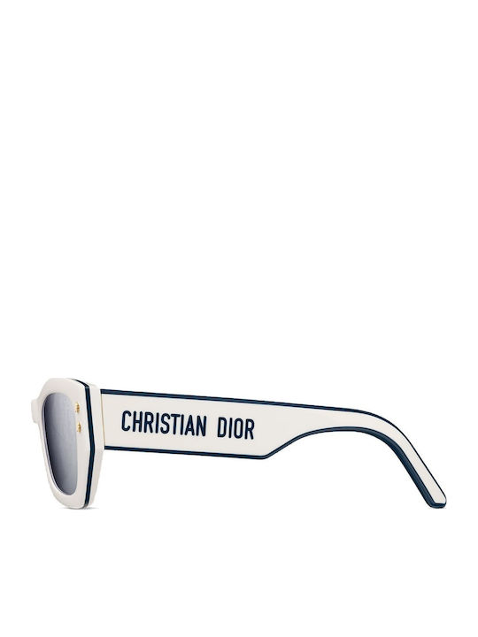 Dior Unisex Γυαλιά Ηλίου με Λευκό Κοκκάλινο Σκελετό και Ασημί Καθρέφτη Φακό DIORPACIFIC S2U 95A8