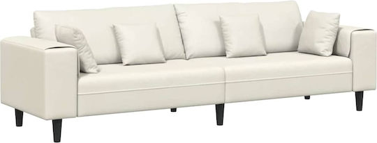 Vier Sitzer Samt Sofa Creme mit Dekokissen 250x77x76cm
