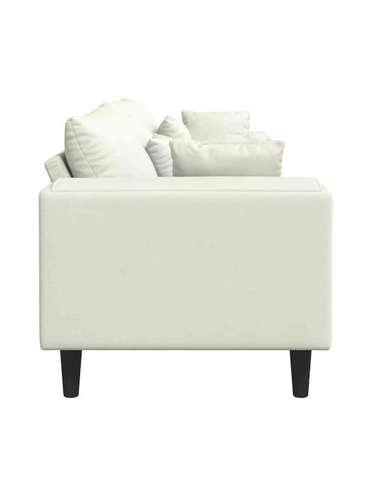 Four Seater Velvet Couch Cream with Decorative Pillows 250x77x76 cm