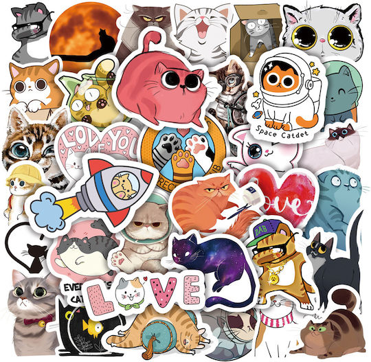 Sticker Set 50pcs-cat Family