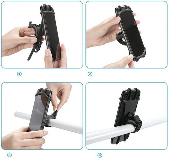 Smartphone Holder Bicycle 4-7 Inch Handlebar Mount Silicone Black