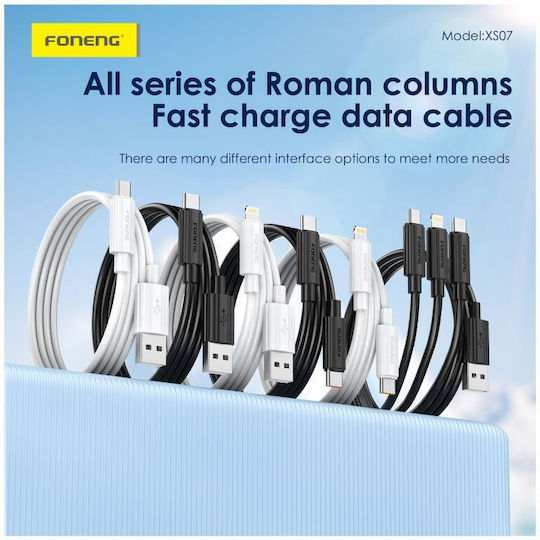 Foneng USB 2.0 Cable USB-C male - USB-A 15W Μαύρο 1.2m
