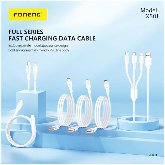 Foneng Regular la Cablu Lightning 12W Alb 1m